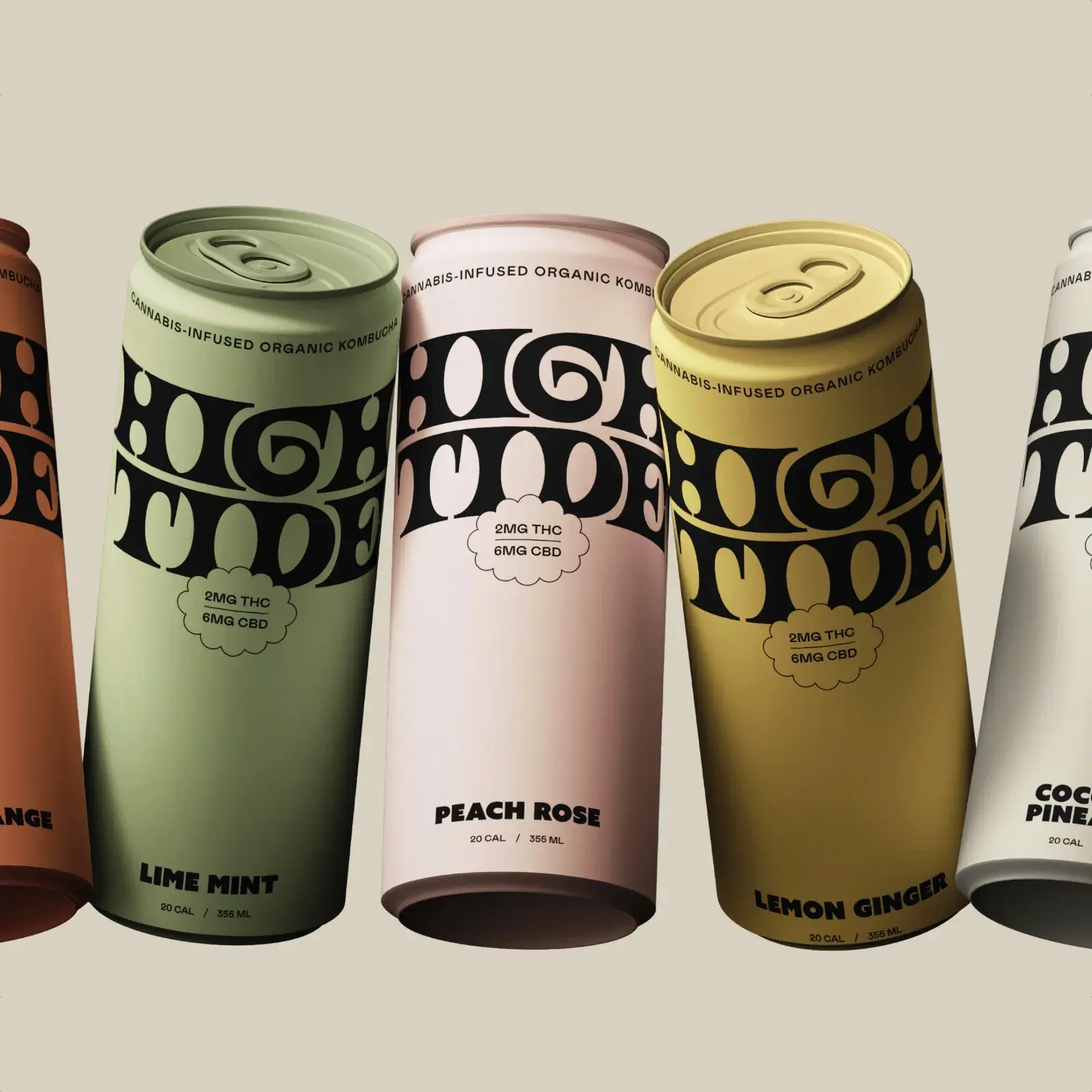 Branding for High Tide drinks with a 60s-inspired visual identity