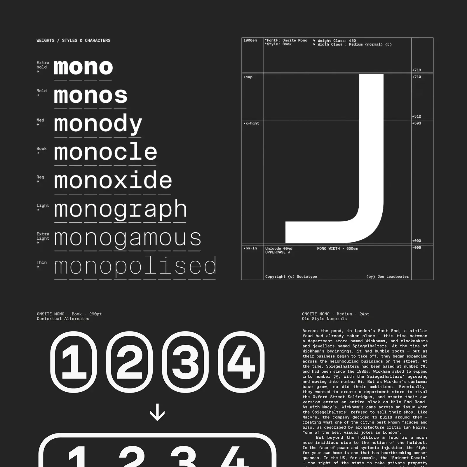 Onsite Mono & SemiMono: Blending Technical Charm and Flexibility in Typeface Design