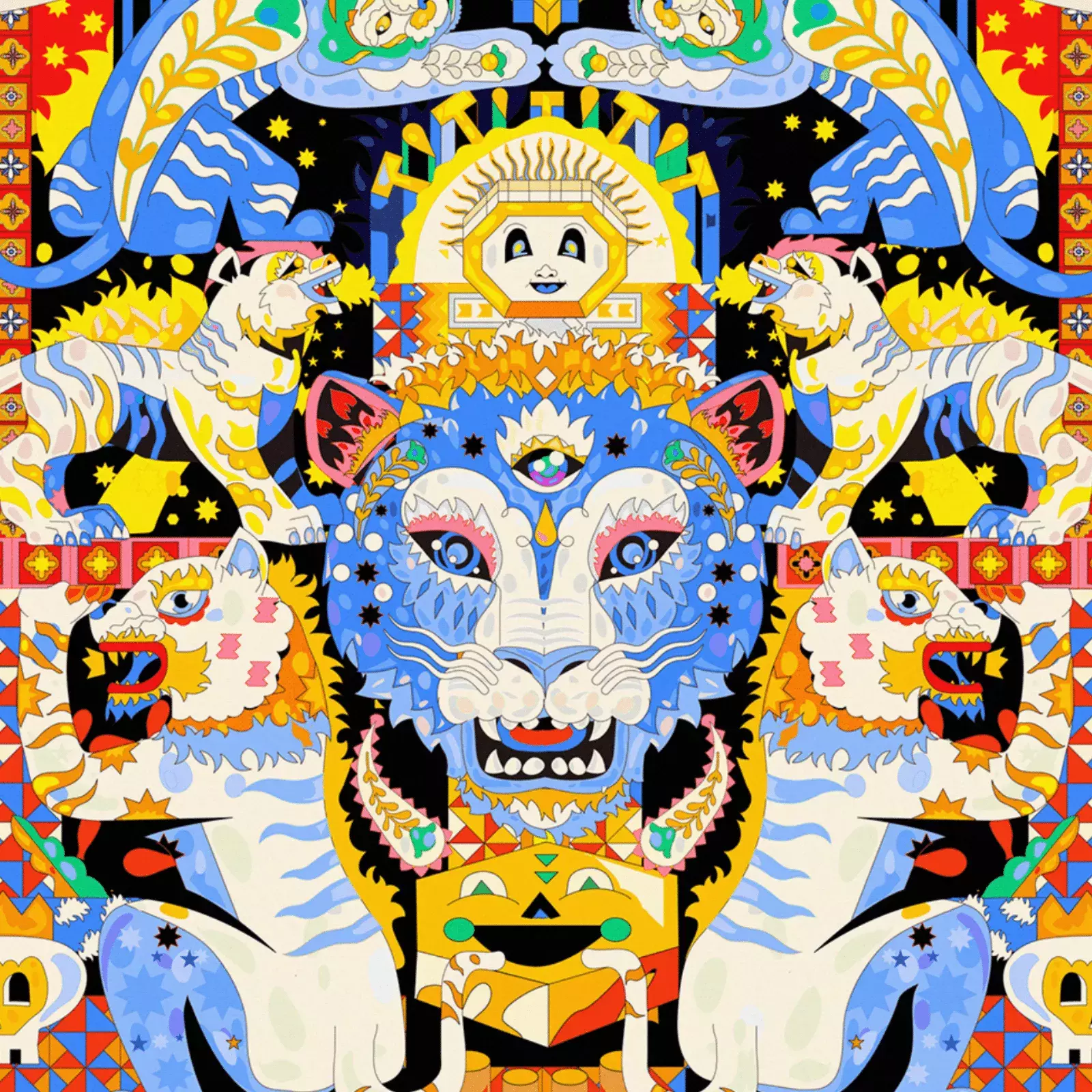 Colorful, symmetric and psychodelic illustrations by Yo AZ