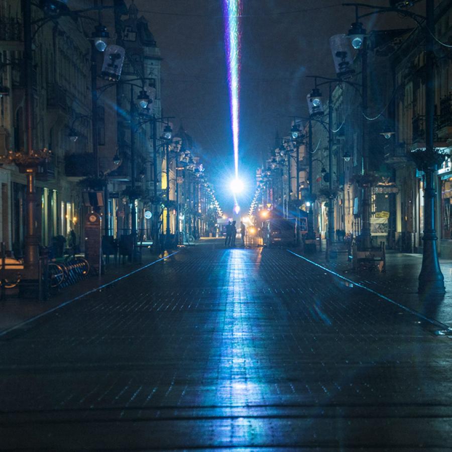 Light Installation & Street Art in Łódź, Poland