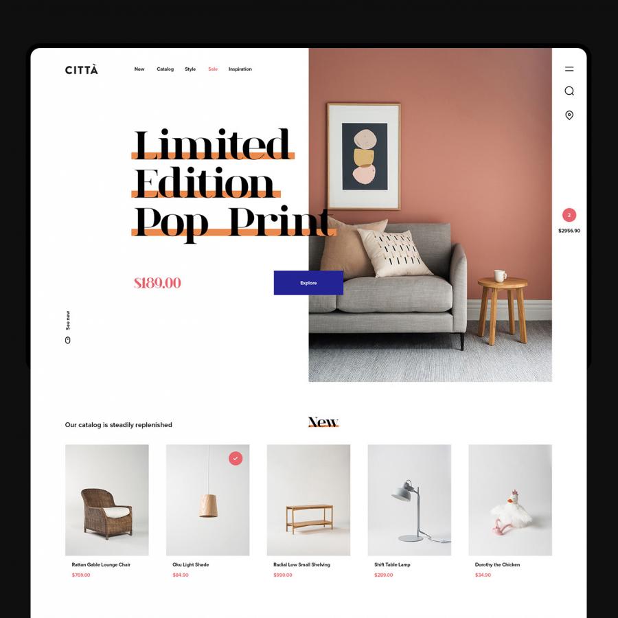 Web Design: Cittá - a furniture website concept